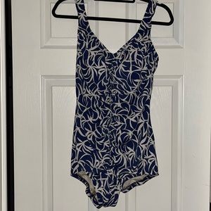Maxine of Hollywood navy/white Ruched swimsuit